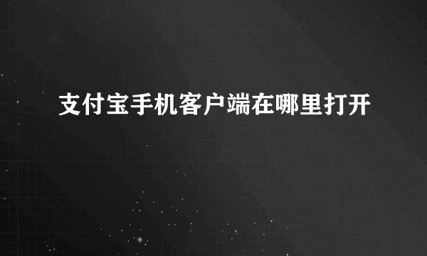 支付宝手机客户端在哪里打开