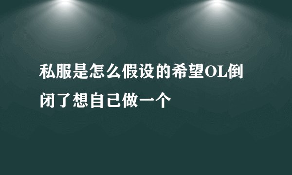 私服是怎么假设的希望OL倒闭了想自己做一个