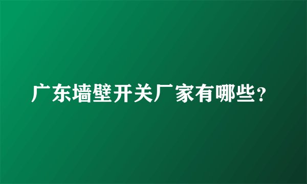 广东墙壁开关厂家有哪些？