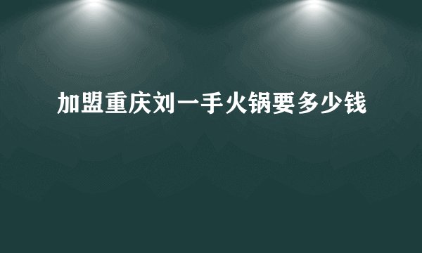 加盟重庆刘一手火锅要多少钱