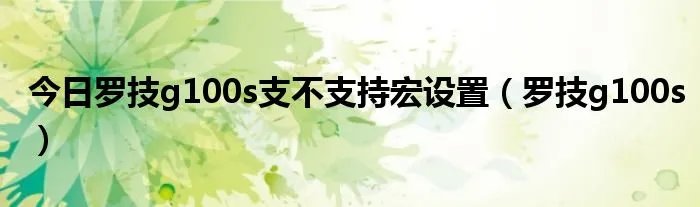 今日罗技g100s支不支持宏设置（罗技g100s）