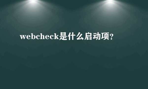 webcheck是什么启动项？