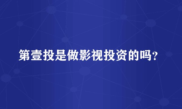第壹投是做影视投资的吗？