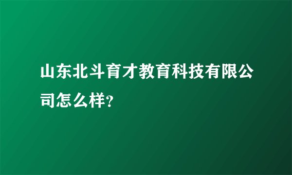 山东北斗育才教育科技有限公司怎么样?