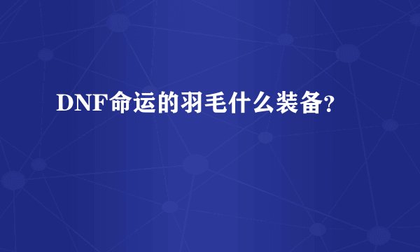 DNF命运的羽毛什么装备？
