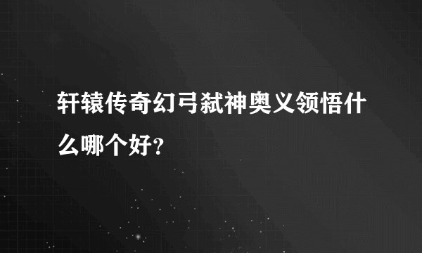 轩辕传奇幻弓弑神奥义领悟什么哪个好？