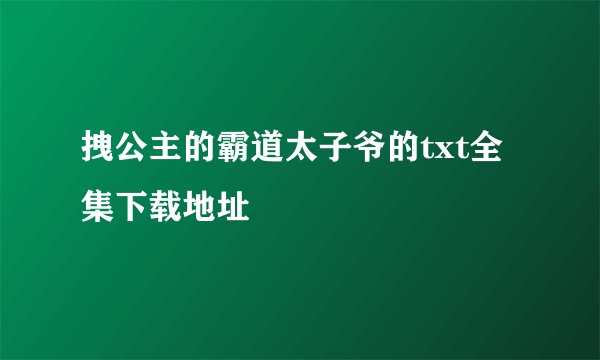 拽公主的霸道太子爷的txt全集下载地址