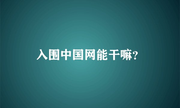 入围中国网能干嘛？