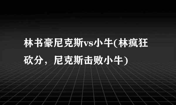 林书豪尼克斯vs小牛(林疯狂砍分，尼克斯击败小牛)