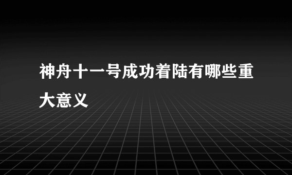 神舟十一号成功着陆有哪些重大意义