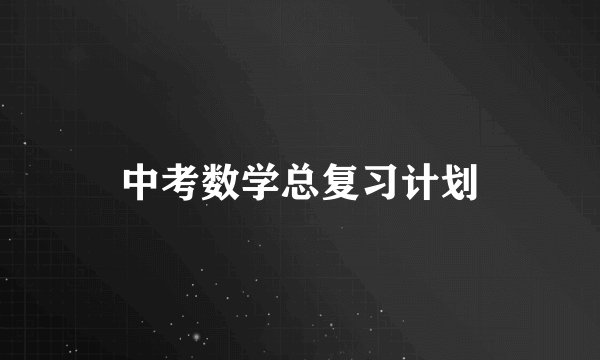 中考数学总复习计划