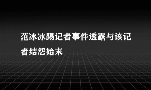 范冰冰踢记者事件透露与该记者结怨始末