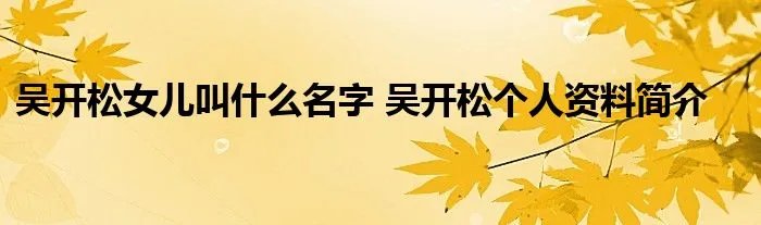 吴开松女儿叫什么名字 吴开松个人资料简介