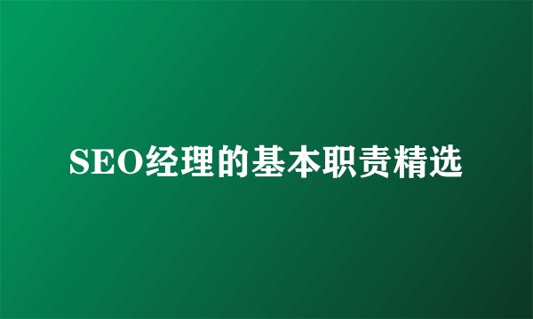 SEO经理的基本职责精选