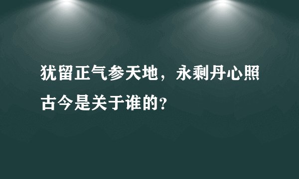 犹留正气参天地，永剩丹心照古今是关于谁的？