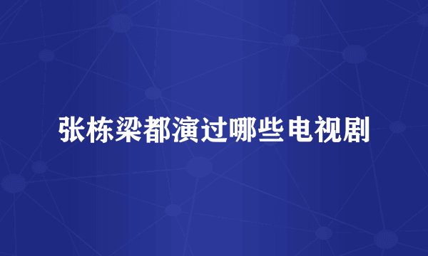 张栋梁都演过哪些电视剧