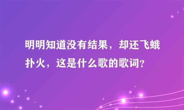 明明知道没有结果，却还飞蛾扑火，这是什么歌的歌词？