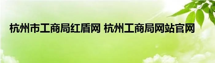 杭州市工商局红盾网 杭州工商局网站官网