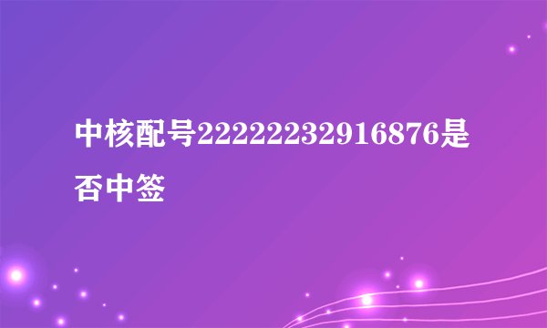 中核配号22222232916876是否中签
