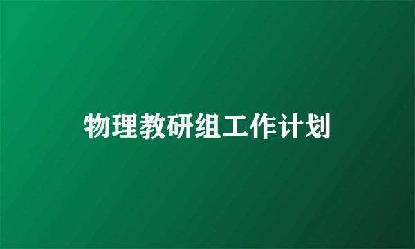 物理教研组工作计划