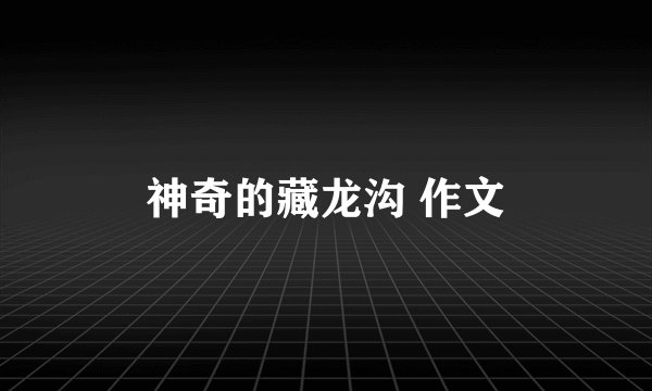 神奇的藏龙沟 作文