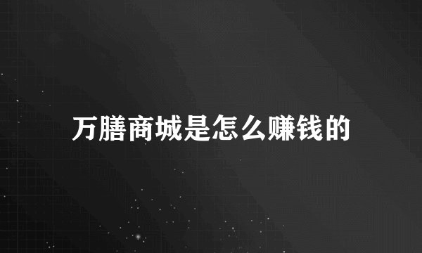 万膳商城是怎么赚钱的