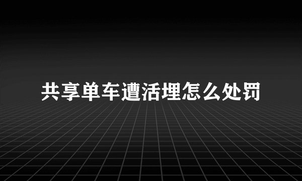 共享单车遭活埋怎么处罚