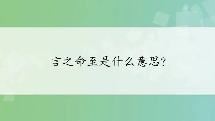 言之命至是什么意思？