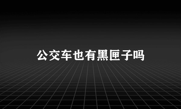 公交车也有黑匣子吗