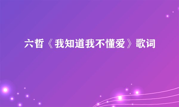 六哲《我知道我不懂爱》歌词