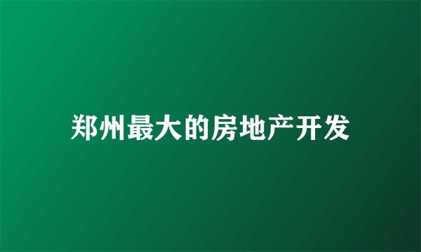郑州最大的房地产开发