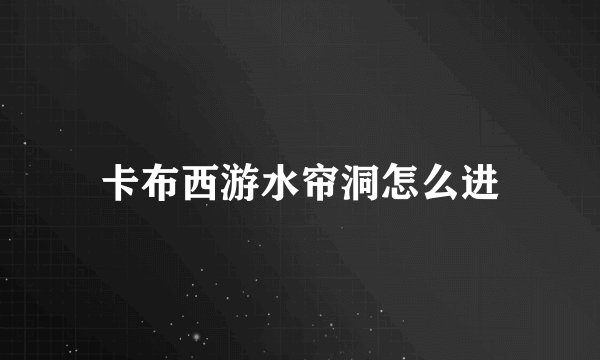 卡布西游水帘洞怎么进