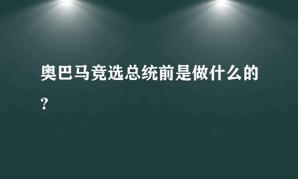 奥巴马竞选总统前是做什么的？