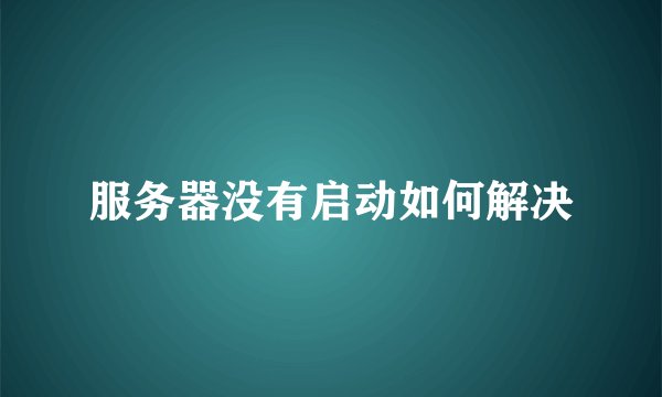 服务器没有启动如何解决
