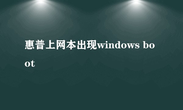 惠普上网本出现windows boot