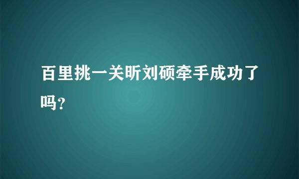 百里挑一关昕刘硕牵手成功了吗？