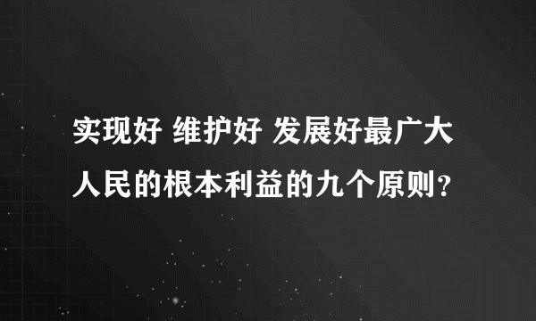实现好 维护好 发展好最广大人民的根本利益的九个原则？