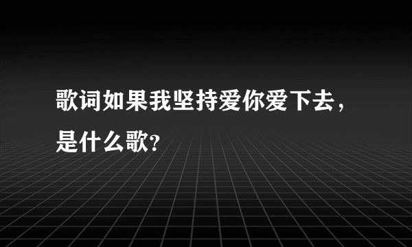 歌词如果我坚持爱你爱下去，是什么歌？