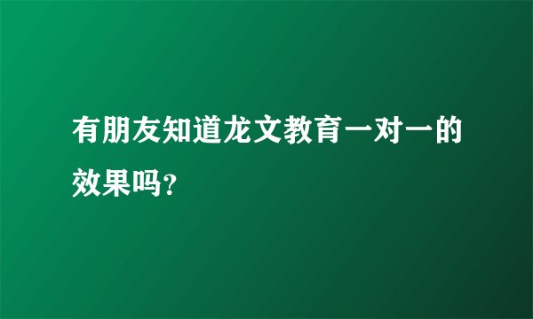 有朋友知道龙文教育一对一的效果吗？