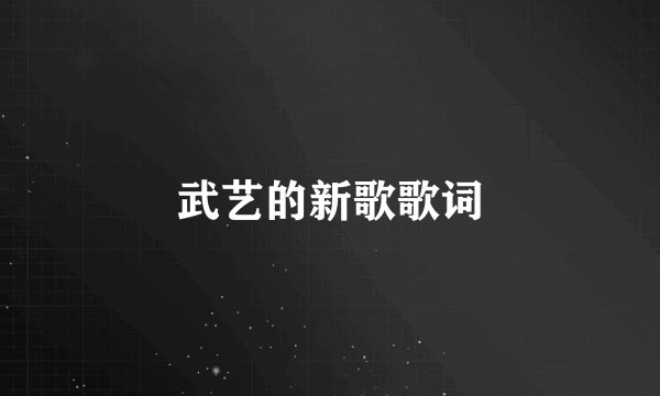 武艺的新歌歌词