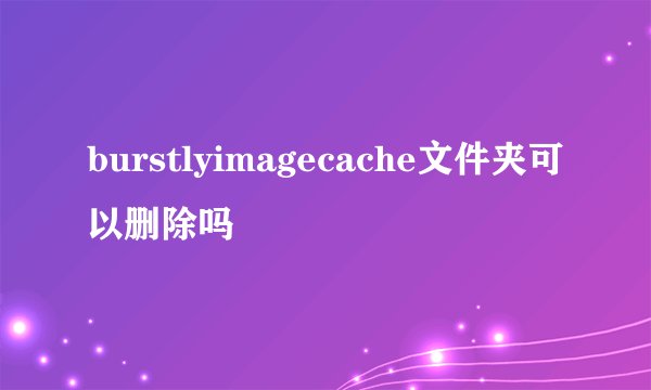 burstlyimagecache文件夹可以删除吗
