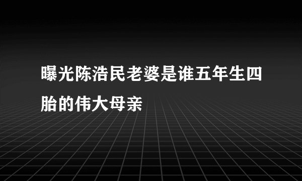 曝光陈浩民老婆是谁五年生四胎的伟大母亲