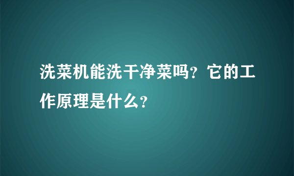 洗菜机能洗干净菜吗?它的工作原理是什么?