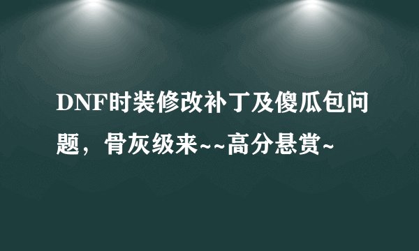 DNF时装修改补丁及傻瓜包问题,骨灰级来~~高分悬赏~