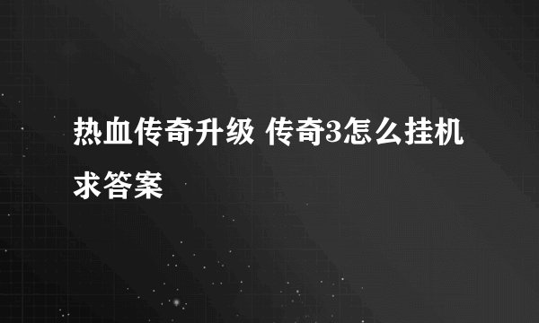热血传奇升级 传奇3怎么挂机求答案