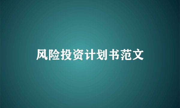 风险投资计划书范文