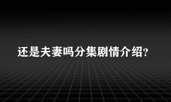 还是夫妻吗分集剧情介绍？