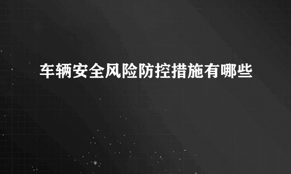 车辆安全风险防控措施有哪些