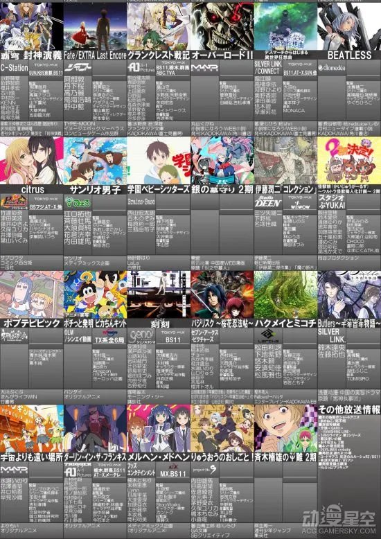2018年1月新番动画一览表公开 阵容强到爆炸