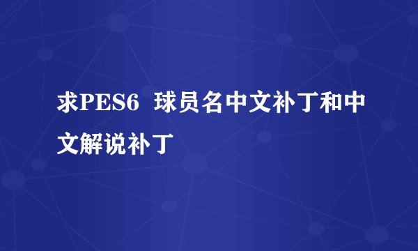 求PES6 球员名中文补丁和中文解说补丁